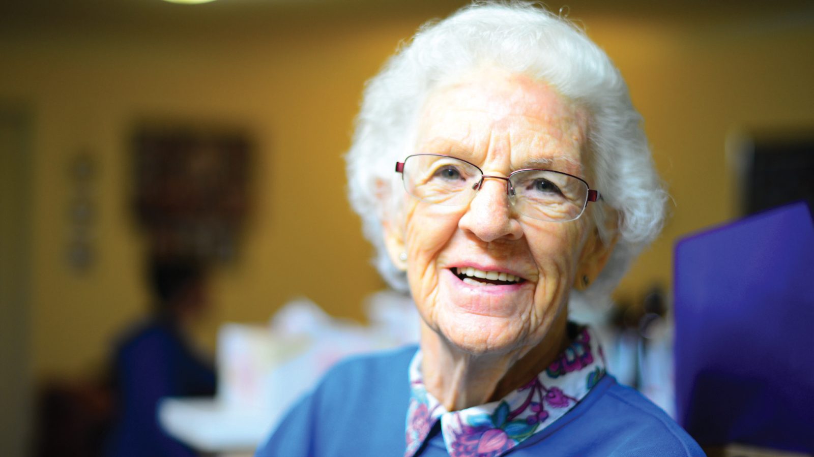A smiling resident in one of our care homes